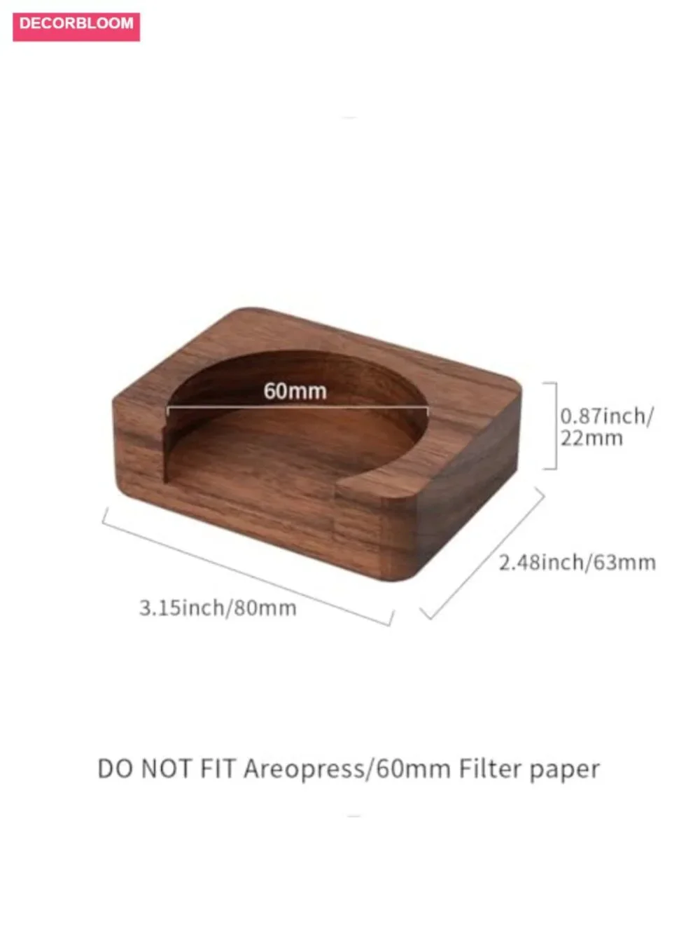 Walnut Wood Espresso Paper Filter Holder Stand 58mm Coffee